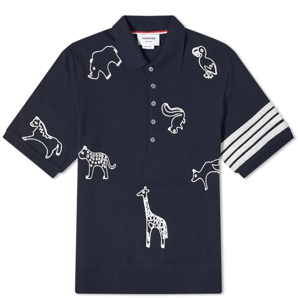 THOM BROWNE ALL OVER EMBROIDERY 4 BAR POLO
NAVY size 3